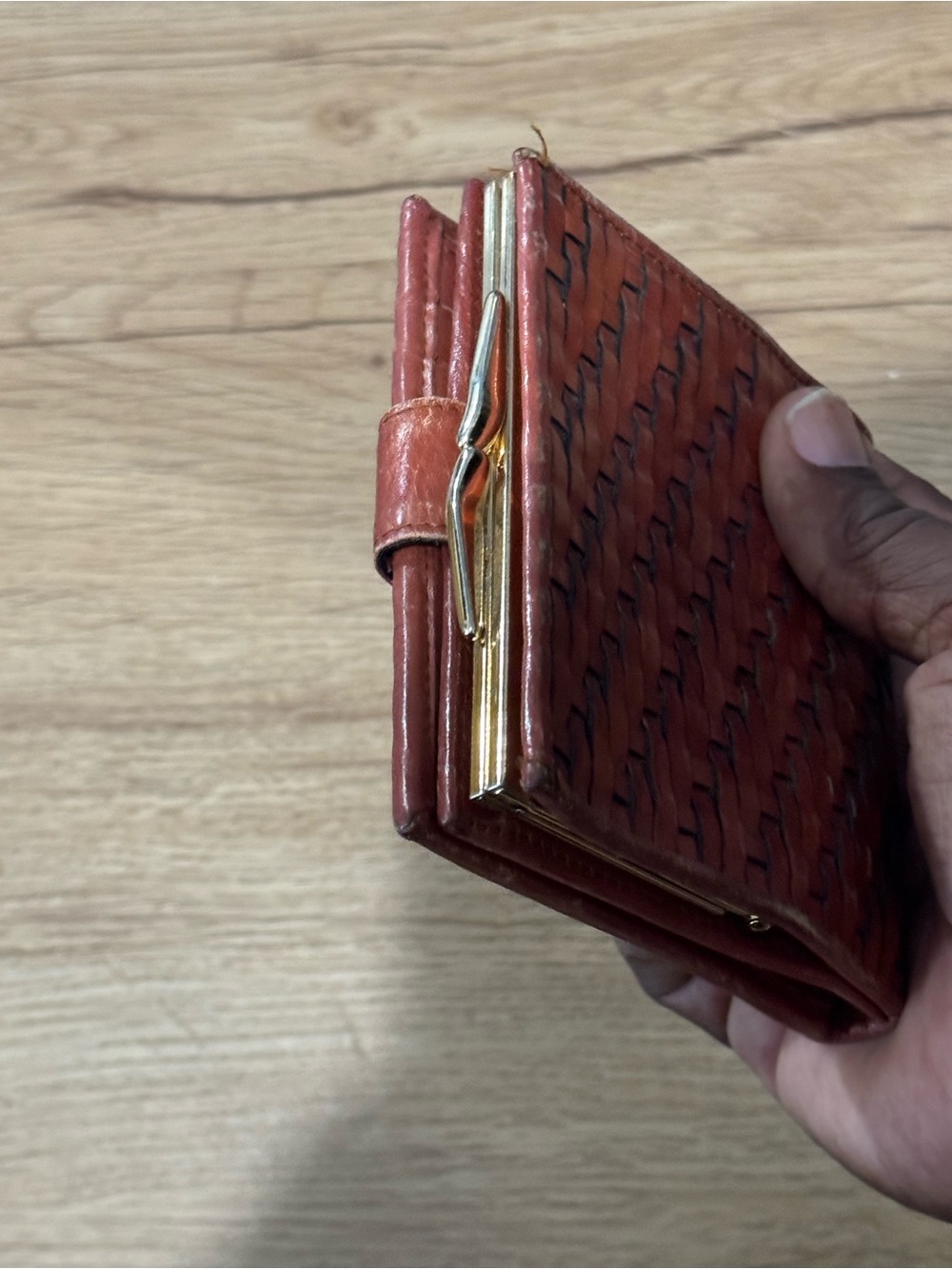 Talbots Woven Compact Wallet - Rust Red - Picture 4 of 8